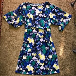 new york & company blue floral wrap dress NWT